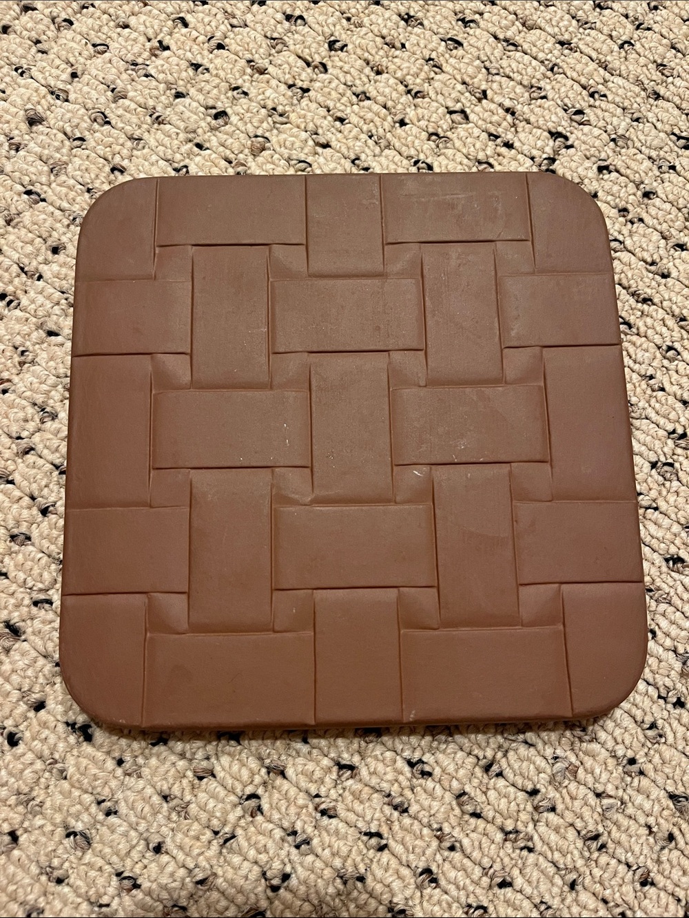 Longaberger Buffet Brick / Woven Pattern Square Trivet in Chocolate Brown